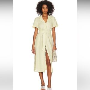 WeWoreWhat - Camp Collar Linen Shirt Dress in Garden Glade